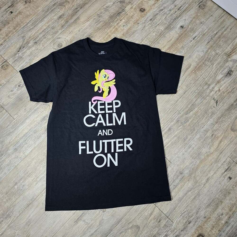 My Little Pony Keep Calm And Flutter On T-Shirt Size M Black